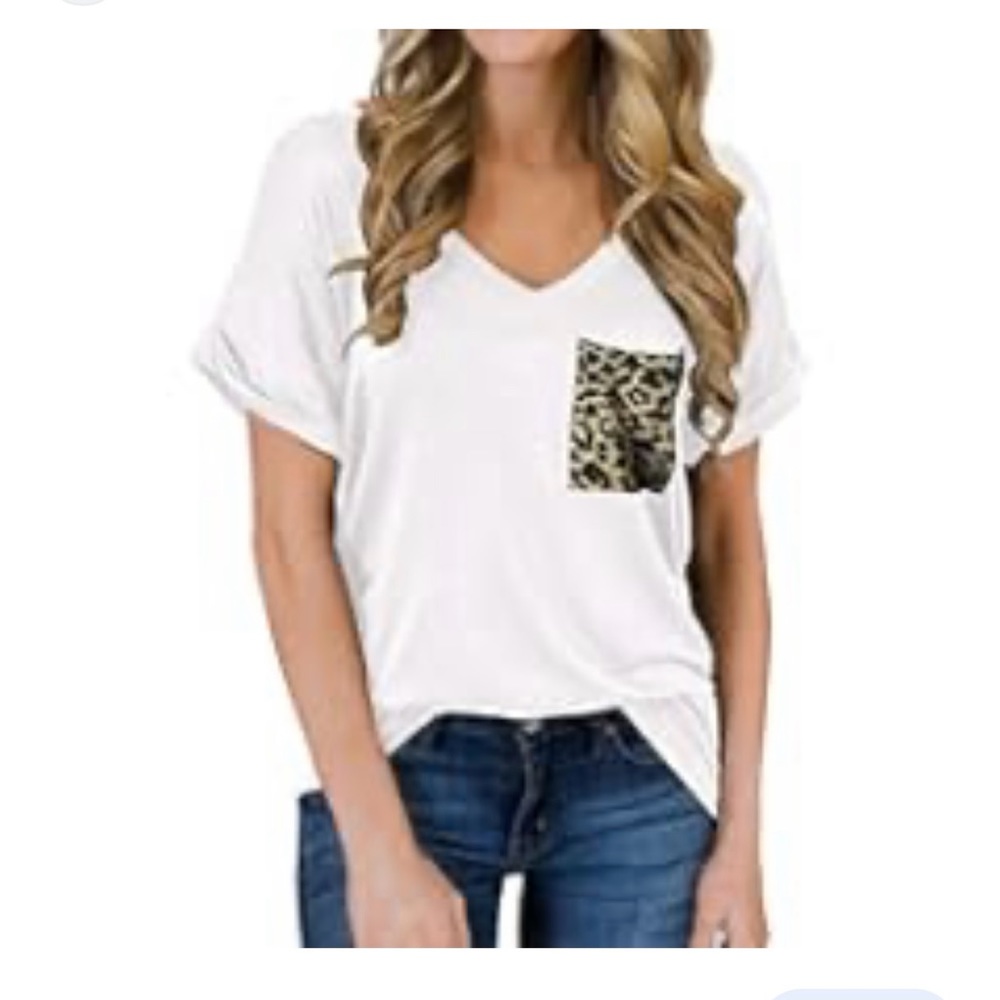 MIHOLL Women's Short Sleeve V-Neck Shirts Loose Casual Te...